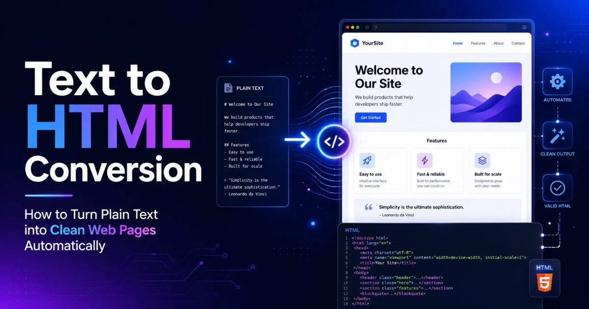 Text to HTML: Turn Plain Text into Clean Web Pages Automatically